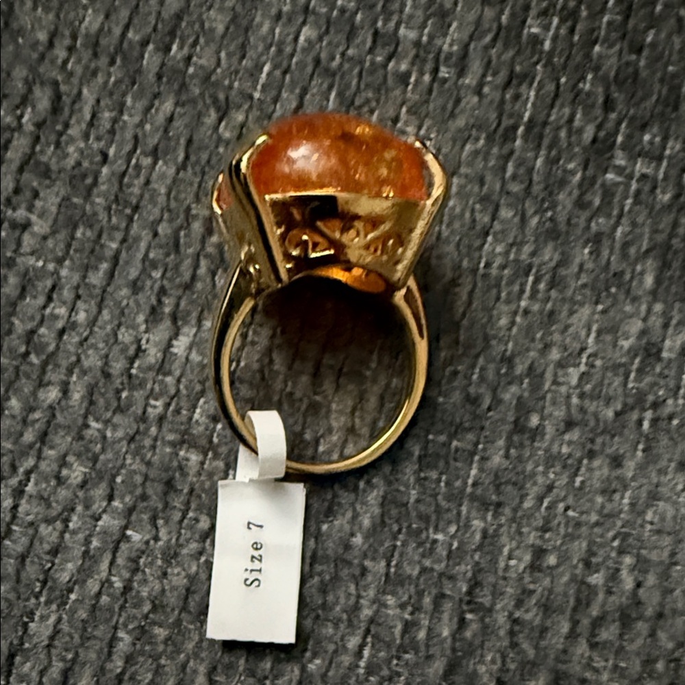 Plunder Gold Ring with Orange Gemstone